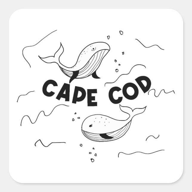 Cape Cod Massachusetts Whales Quadratischer Aufkleber (Vorderseite)