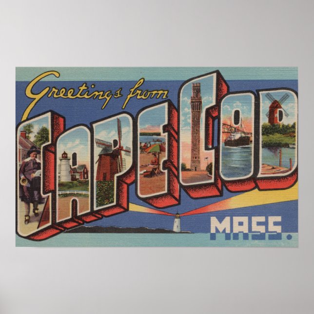 Cape Cod, MassachusettsGroße Buchstabenszenen Poster (Vorne)