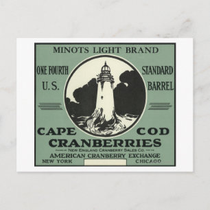 Cape Cod Minots Light Brand Cranberry Label Postkarte