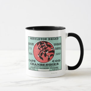 Cape Cod-Mistelzweig-Marken-Moosbeeraufkleber Tasse
