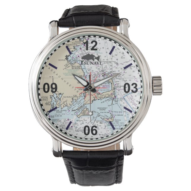 Cape Cod Nautical Chart Watch Armbanduhr (Vorderseite)