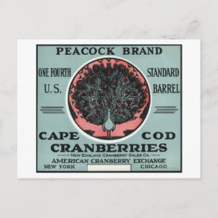 Cape Cod Peacock Marke Cranberry Label Postkarte