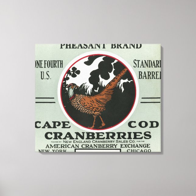 Cape Cod Pheasant-Marke Cranberry Label Leinwanddruck (Vorderseite)