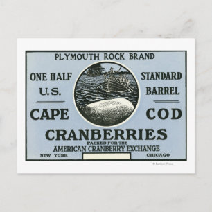 Cape Cod Plymouth Rock Brand Cranberry Label Postkarte