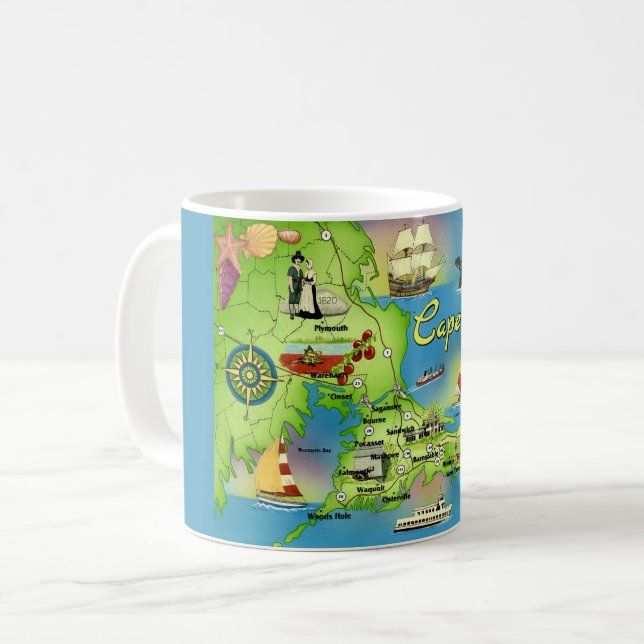 Cape Cod Postkarten-Tasse Kaffeetasse (Vorderseite Links)