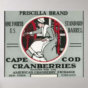 Cape Cod Priscilla Marke Cranberry Label Poster