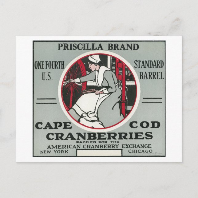Cape Cod Priscilla Marke Cranberry Label Postkarte (Vorderseite)