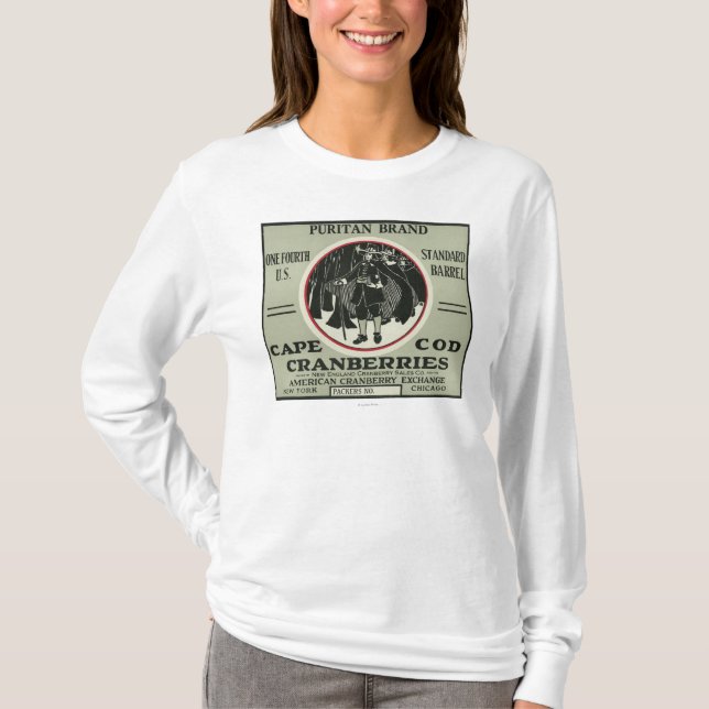 Cape Cod-Puritaner-Marken-Moosbeeraufkleber T-Shirt (Vorderseite)