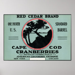 Cape Cod Red Cedar Marke Cranberry Label Poster