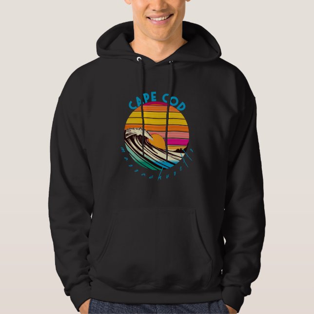 Cape Cod Retro 1980s Style Massachusetts Beach Hoodie (Vorderseite)