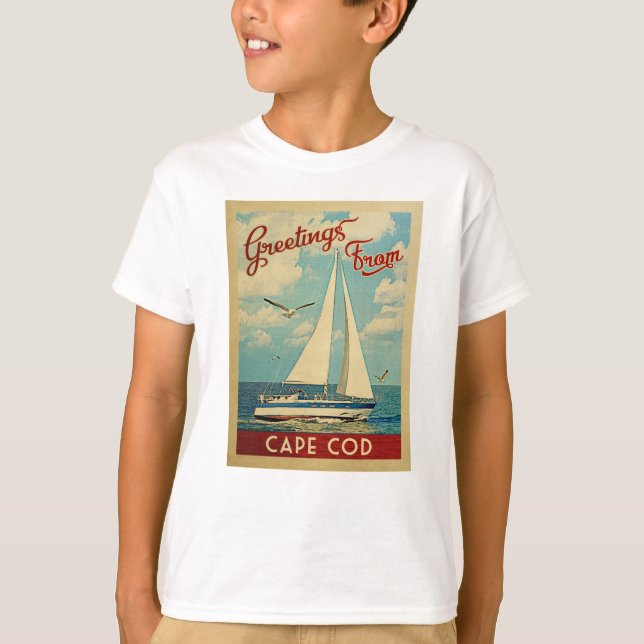 Cape Cod Sailboat Vintage Reise Massachusetts T-Shirt (Vorderseite)