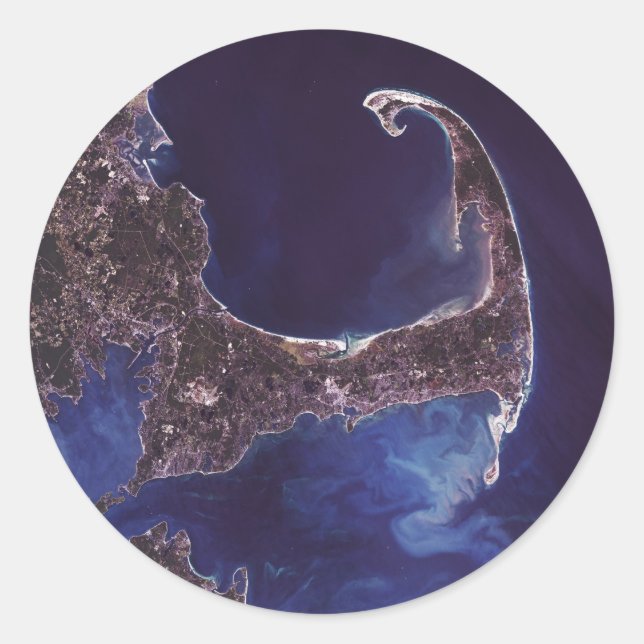Cape Cod Satellite Foto Runder Aufkleber (Vorderseite)