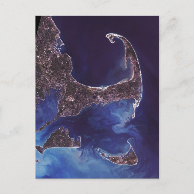 Cape Cod Satellite Fotografie Postkarte (Vorderseite)