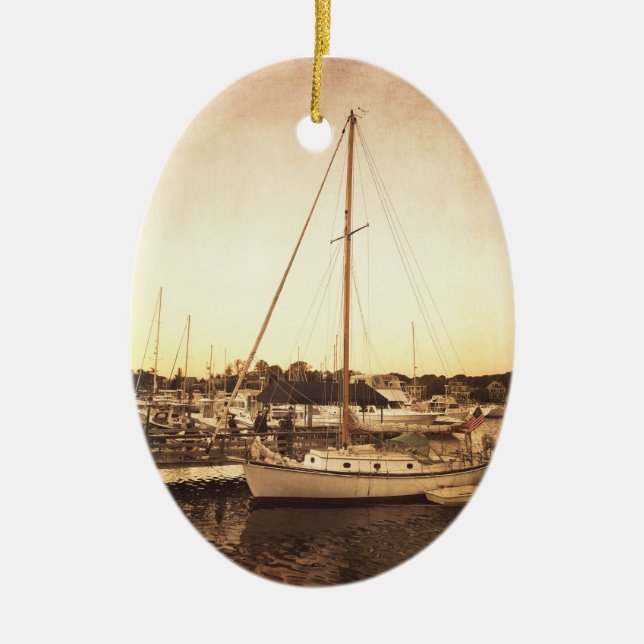 Cape Cod-Segelboot-Weihnachtsverzierung Keramik Ornament (Vorne)