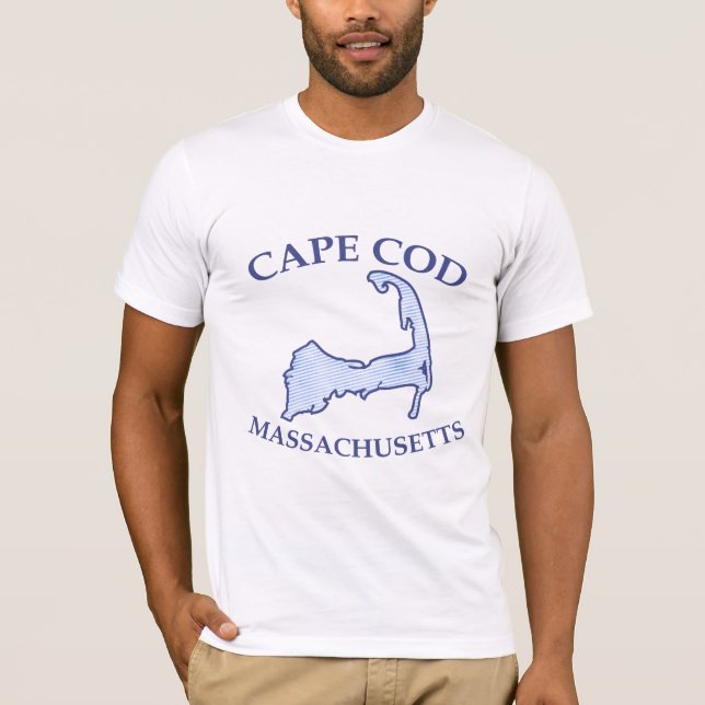 Cape Cod Silhouette Preppy Blue Striped Men T-Shirt (Vorderseite)