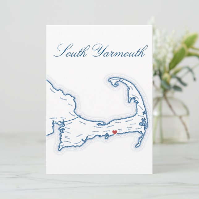 Cape Cod South Yarmouth Karte Hochzeitstisch Name (Stehend Vorderseite)