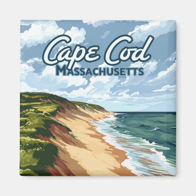 Cape Cod Strand Massachusetts Blau  Magnet (Vorne)