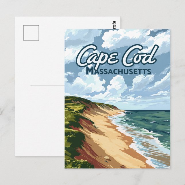 Cape Cod Strand Massachusetts Blau  Postkarte (Vorne/Hinten)