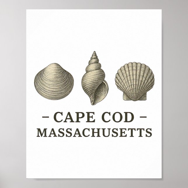 Cape Cod Strandurlaub Vintage Meeresmuscheln Schal Poster (Vorne)