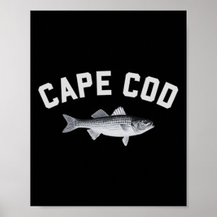 Cape Cod Striper Stripe B Fun Fishing Design Poster