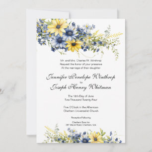 Cape Cod Summer Blue Yellow Garden Wedding Einladung