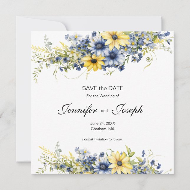 Cape Cod Summer Floral Wedding Save the Date Card (Vorderseite)