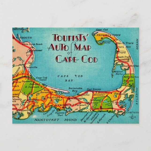 Cape Cod Touristen-Postkarte Postkarte (Vorderseite)