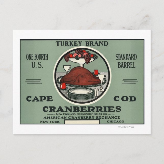 Cape Cod Turkey Brand Cranberry Label Postkarte (Vorderseite)
