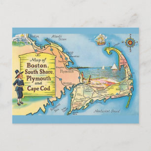 Cape Cod Vintag Map Postkarte