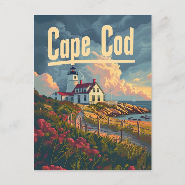 Cape Cod Vintage Postkarte (Vorderseite)