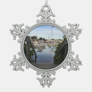 Cape Cod-Weihnachtsverzierung -- Falmouth-Hafen Schneeflocken Zinn-Ornament