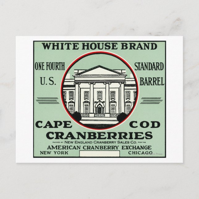 Cape Cod White House Marke Cranberry Label Postkarte (Vorderseite)
