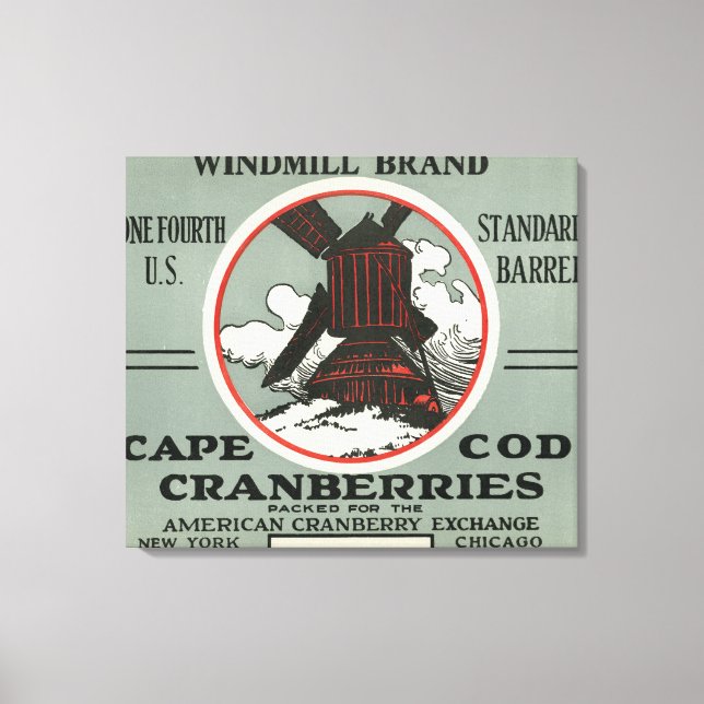 Cape Cod Windmill Marke Cranberry Label Leinwanddruck (Vorderseite)