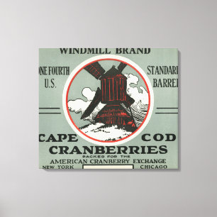 Cape Cod-Windmühlen-Marken-Moosbeeraufkleber Leinwanddruck