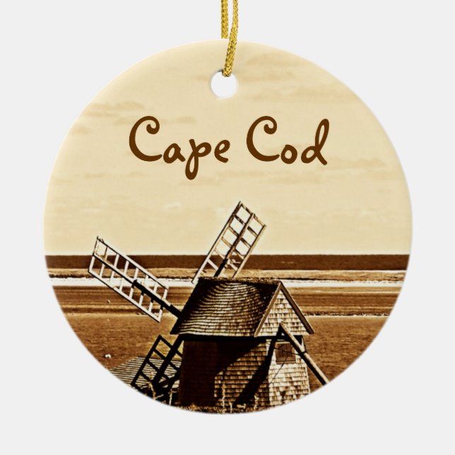 Cape Cod-Windmühlen-Verzierung Keramikornament (Vorne)
