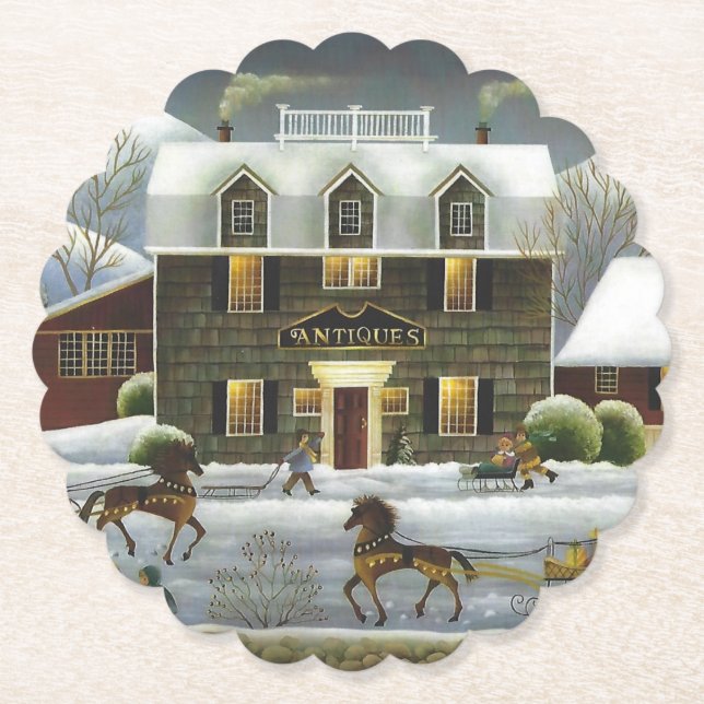 Cape Cod Winter Untersetzer (Vorderseite)