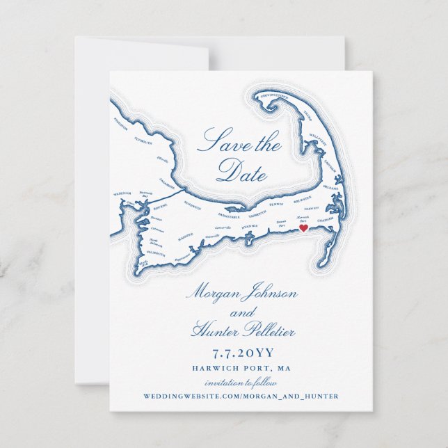 Cape Cod Wychmere Beach Club Wedding Save The Date (Vorderseite)