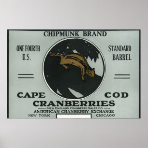 Cape Codchipmunk-Marken-Moosbeeraufkleber Poster