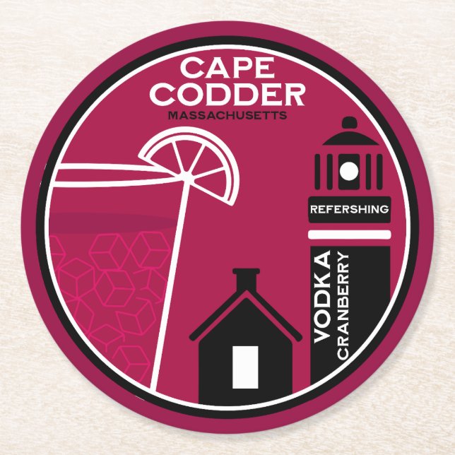 Cape Codder Cocktail Runder Pappuntersetzer (Vorderseite)