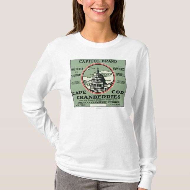 Cape- CodHauptstadts-Marken-Moosbeeraufkleber T-Shirt (Vorderseite)