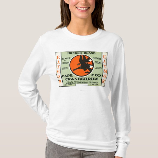 Cape CodHonker Eatmor Moosbeermarken-Aufkleber T-Shirt (Vorderseite)