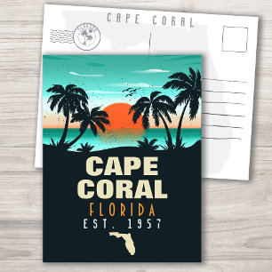 Cape Coral Florida Beach Retro Sunset Souvenirs Postkarte