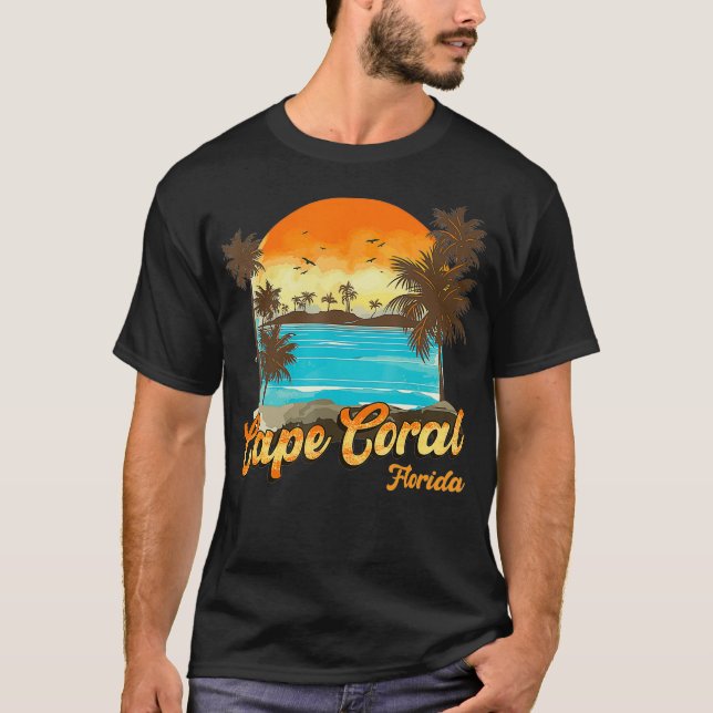 Cape Coral Florida Beach Sommerurlaub Palme Tree T-Shirt (Vorderseite)