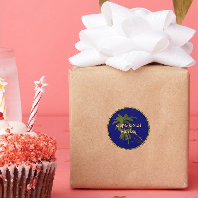 Cape Coral Florida Palme Runder Aufkleber (Party)