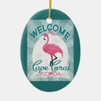 Cape Coral Florida Pink Flamingo Retro