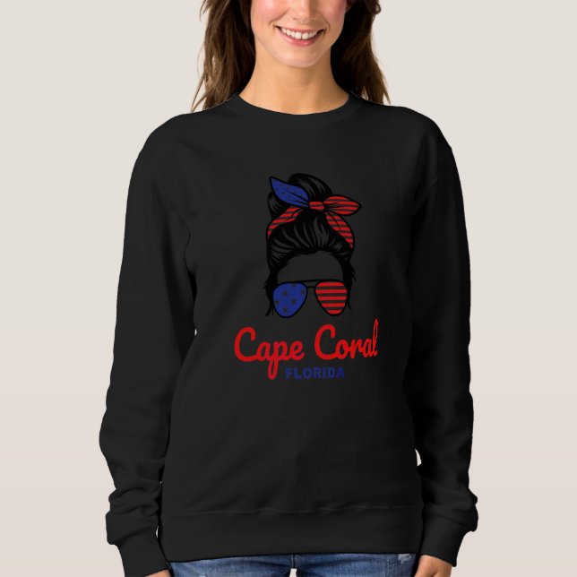Cape Coral Florida Retro Zerzauster Dutt   Sweatshirt (Vorderseite)