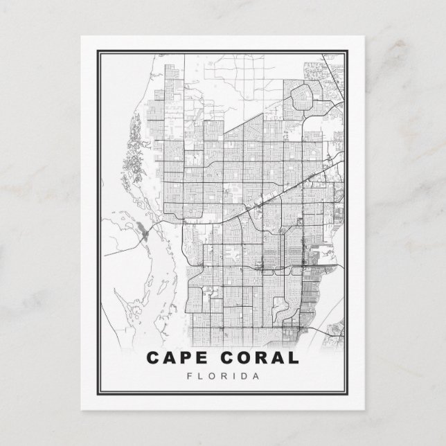 Cape Coral Map Feiertagspostkarte (Vorderseite)