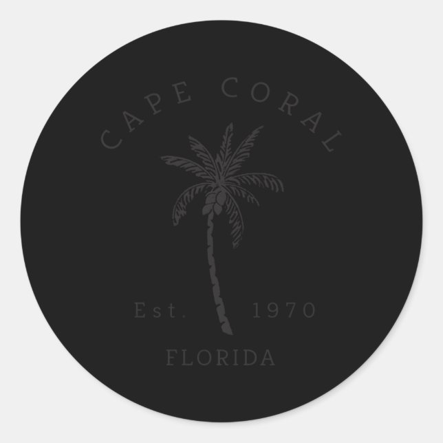 Cape Coral Original Florida Strände Palme Tree Runder Aufkleber (Vorderseite)