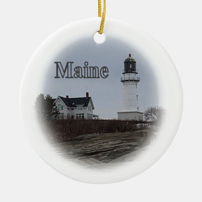 Cape Elizabeth Lighthouse Keramikornament (Vorne)