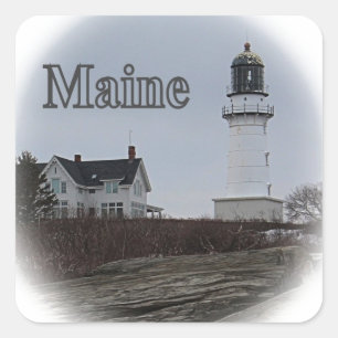 Cape Elizabeth Lighthouse Quadratischer Aufkleber